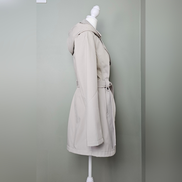 Sebby Soft Shell Double Breast Water Resistant Hooded Trench Coat Jacket MED - Picture 4 of 13